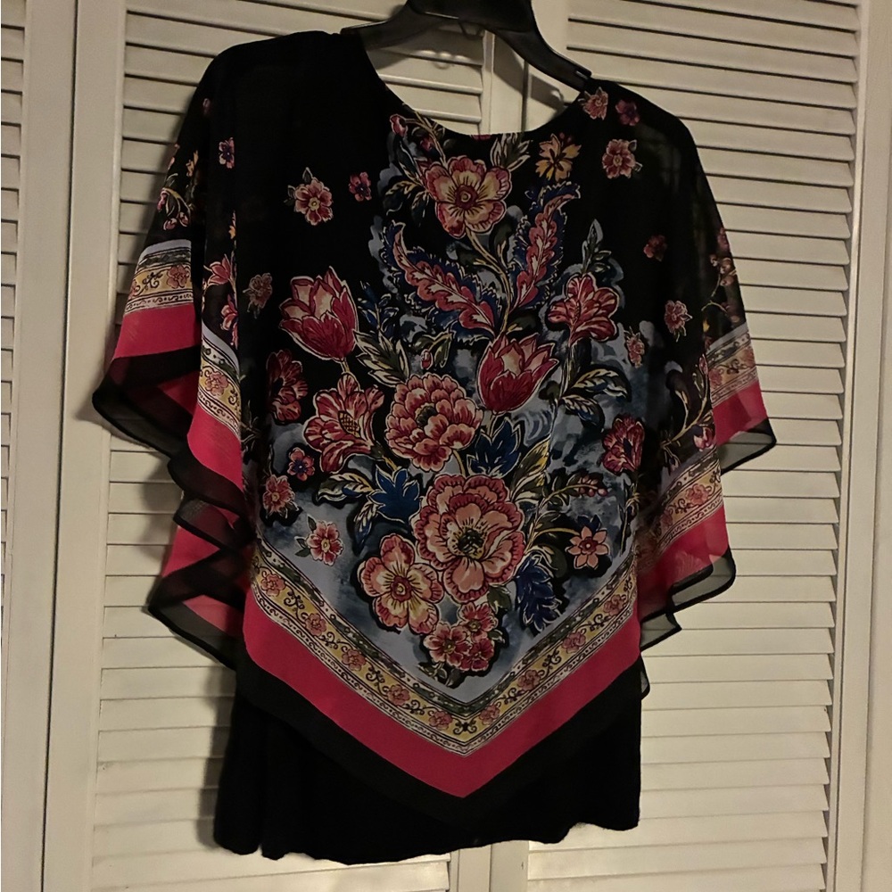 Apt. 9 Black and Pink Floral Blouse